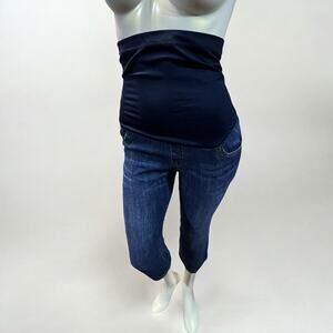 Size 6 Liz Lange Maternity Cropped Jeans - Blue, Good Condition